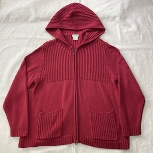 Great Northwest Indigo Womens Hooded Cardigan Sweater Full Zip Red 2XL